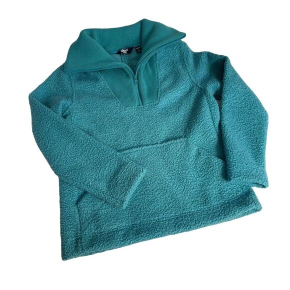 Lands' End Women's XS teal Fleece Pullover Sweater Quarter-Zip - Picture 1 of 10